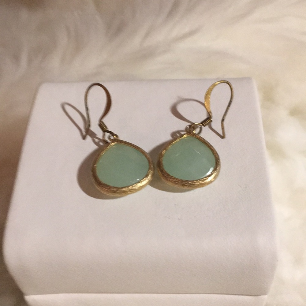 Green stone earrings